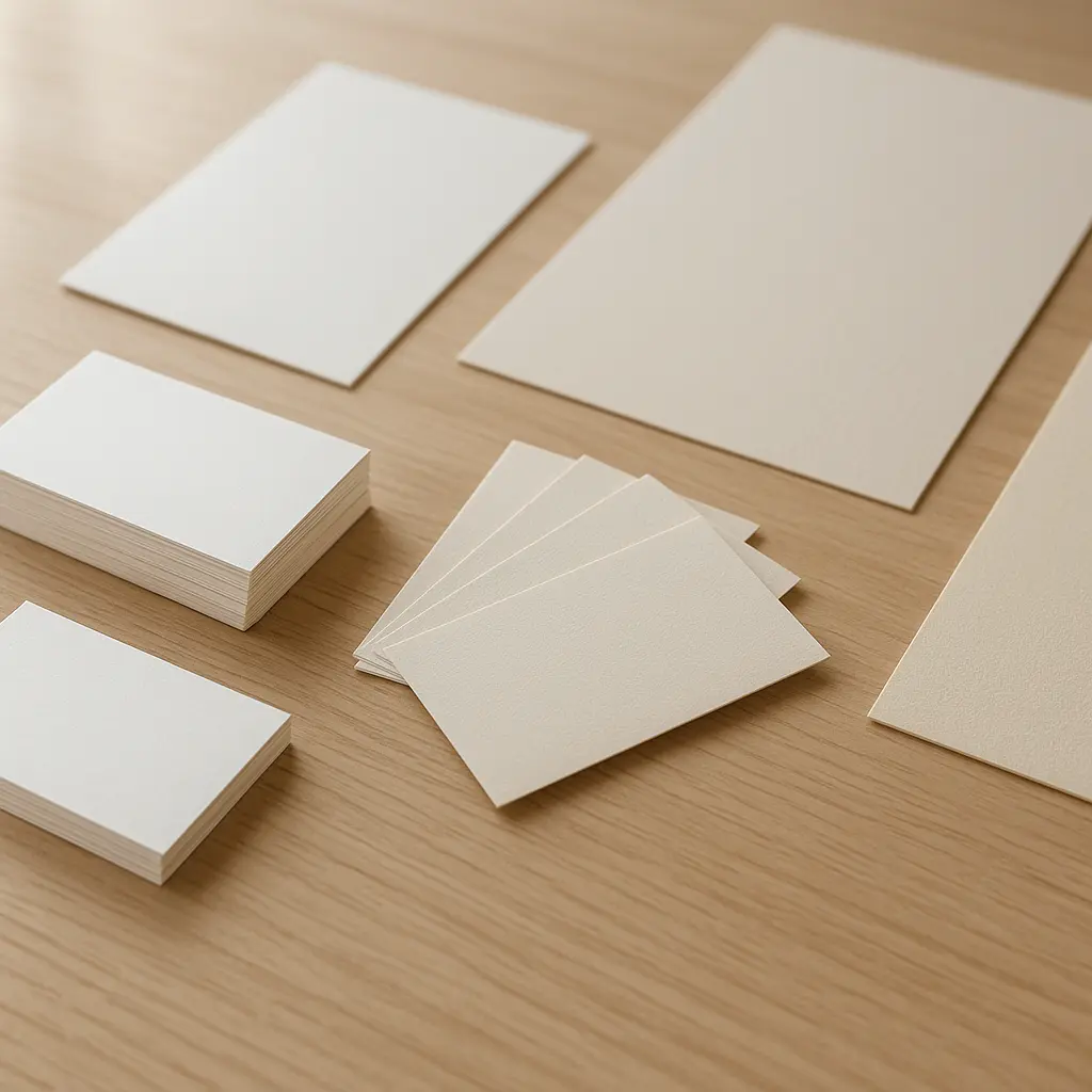 Visitenkarten und Flyer auf einem Tisch